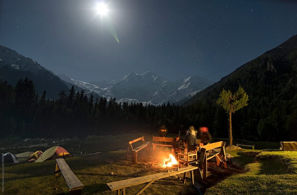 bonfire at fairy meadows, nanga parbat